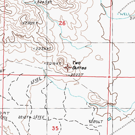 Topographic Map of Two Buttes, MT
