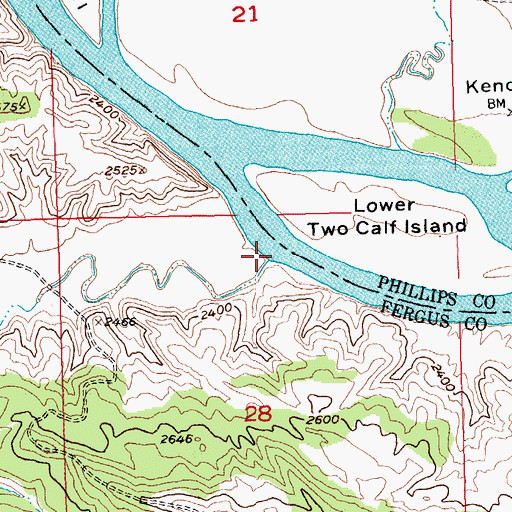Topographic Map of Two Calf Creek, MT