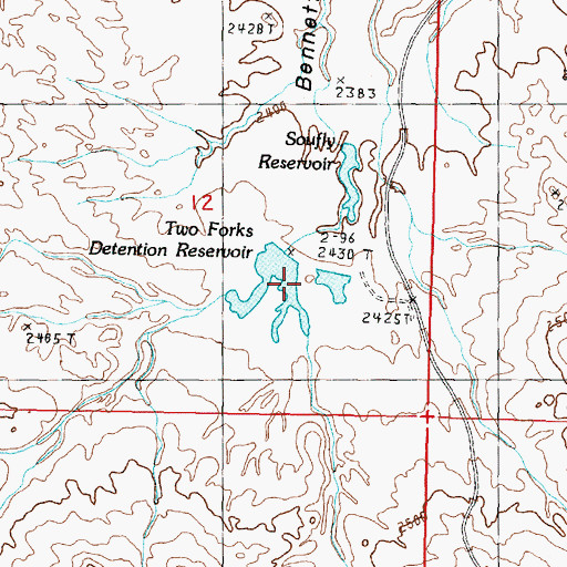 Topographic Map of Two Forks Reservoir, MT