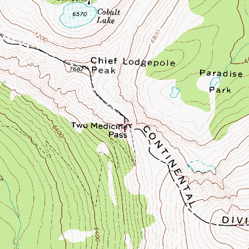 Topographic Map of Two Medicine Pass, MT