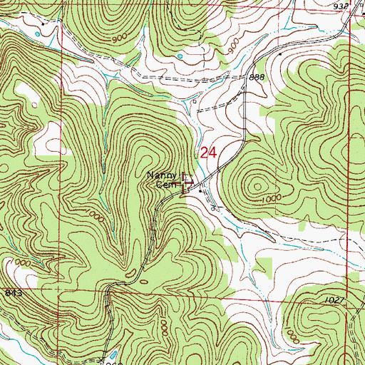 Topographic Map of Nanny Cemetery, AR