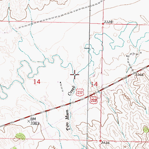Topographic Map of Two Moon Creek, MT