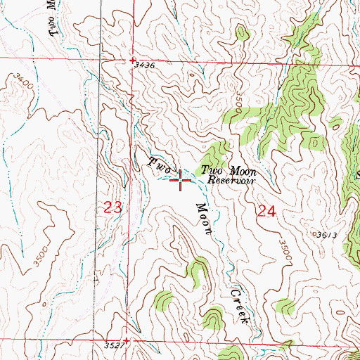 Topographic Map of Two Moon Reservoir, MT
