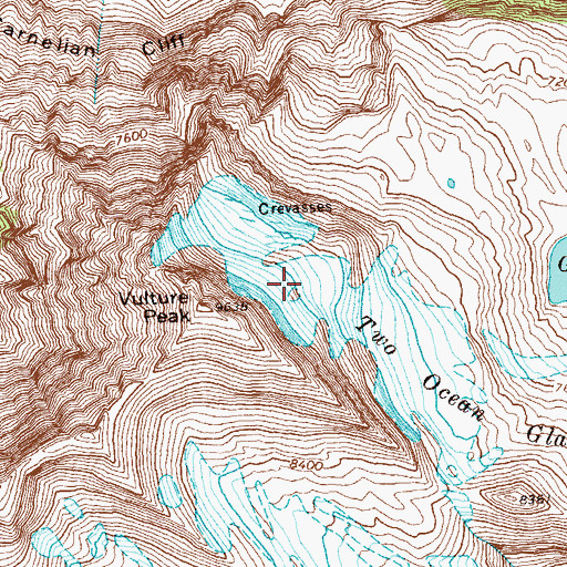 Topographic Map of Two Ocean Glacier, MT