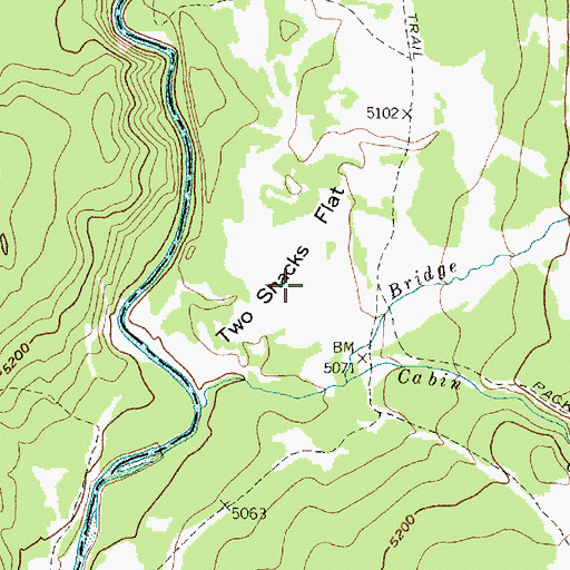 Topographic Map of Two Shacks Flat, MT