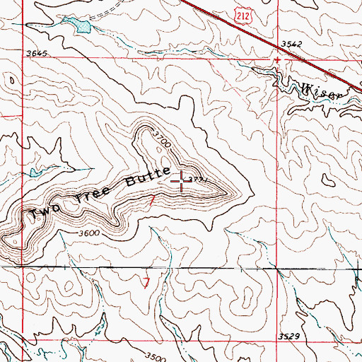 Topographic Map of Two Tree Butte, MT