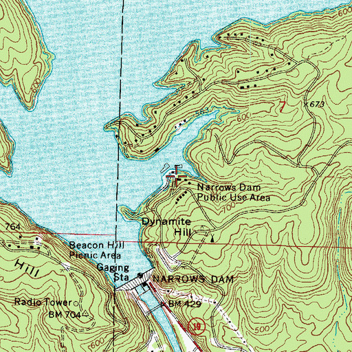 Topographic Map of Narrows Dam Public Use Area, AR