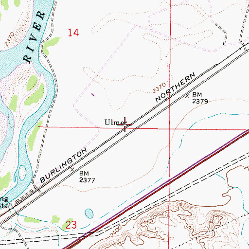 Topographic Map of Ulmer, MT