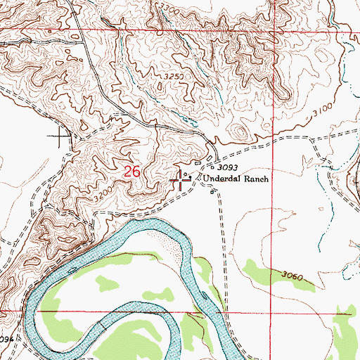 Topographic Map of Underdal Ranch, MT