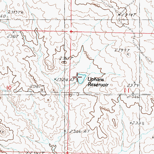 Topographic Map of Uphans Reservoir, MT