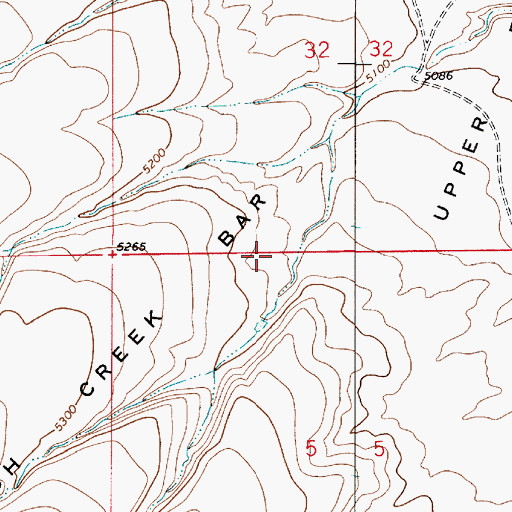 Topographic Map of Upper Birch Creek Bar, MT