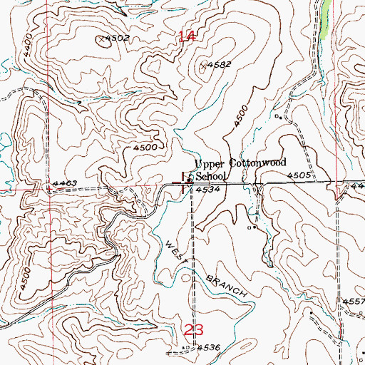 Topographic Map of Upper Cottonwood School (historical), MT