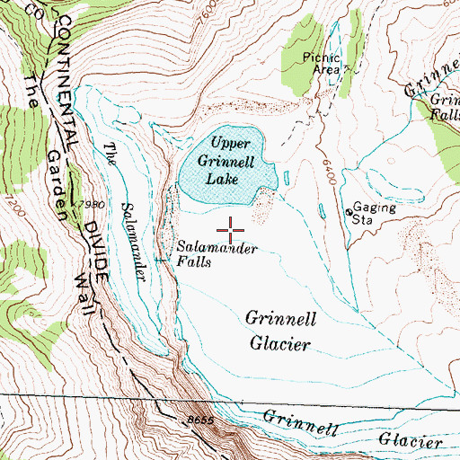 Topographic Map of Upper Grinnell Lake, MT
