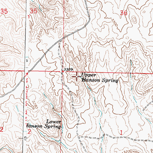 Topographic Map of Upper Hanson Spring, MT