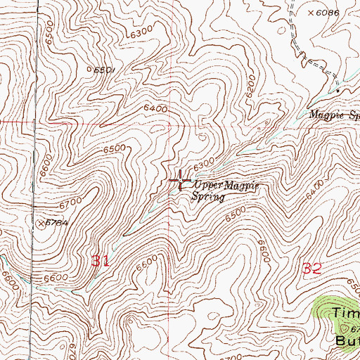 Topographic Map of Upper Magpie Spring, MT