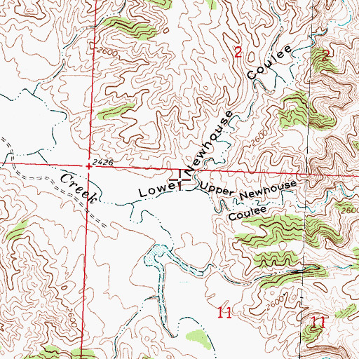Topographic Map of Upper Newhouse Coulee, MT
