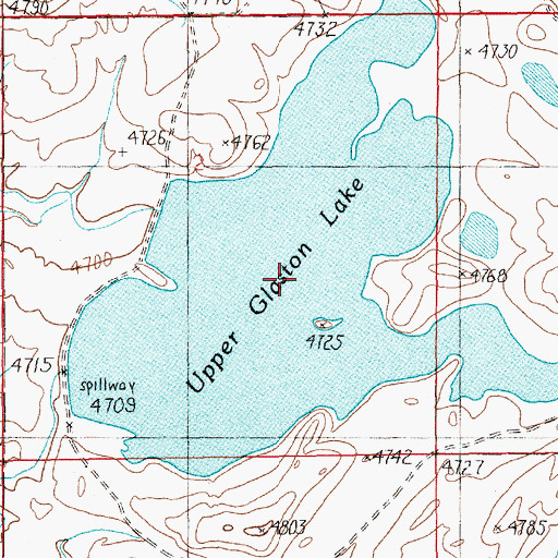 Topographic Map of Upper Glaston Lake, MT