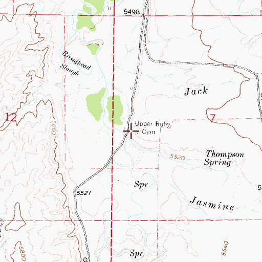 Topographic Map of Upper Ruby Cemetery, MT