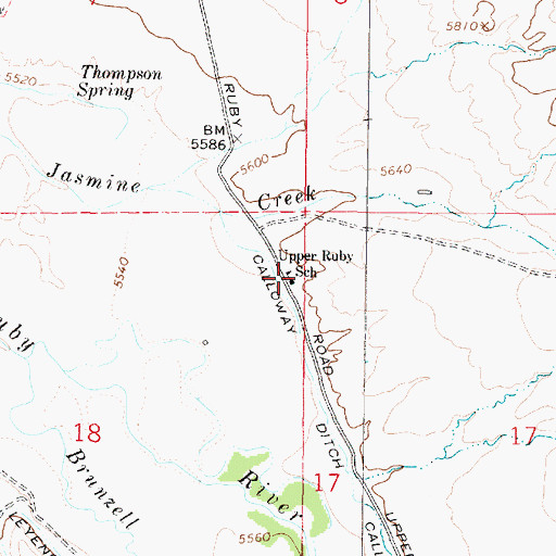 Topographic Map of Upper Ruby School (historical), MT