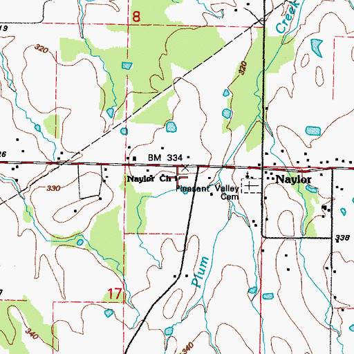 Topographic Map of Naylor Baptist Church, AR