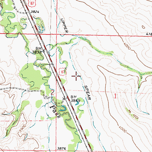 Topographic Map of Upper Spear Ditch, MT