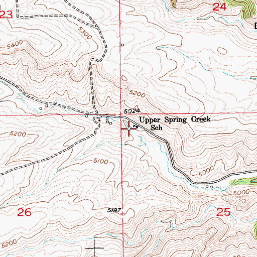 Topographic Map of Upper Spring Creek School (historical), MT