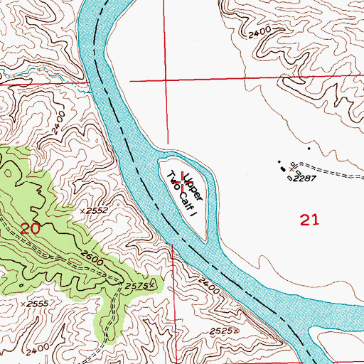 Topographic Map of Upper Two Calf Island, MT