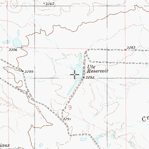 Topographic Map of Ute Reservoir, MT