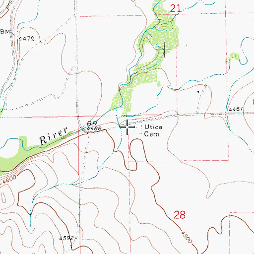 Topographic Map of Utica Cemetery, MT