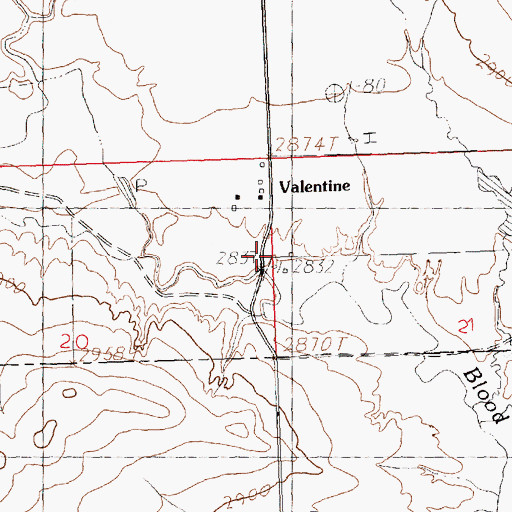 Topographic Map of Valentine, MT