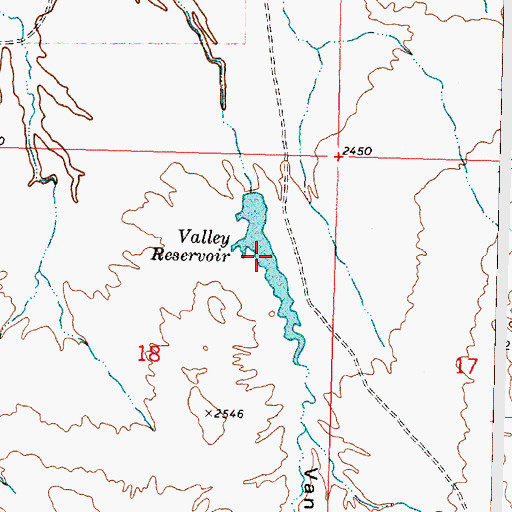 Topographic Map of Valley Reservoir, MT