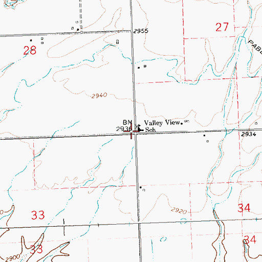Topographic Map of Valley View School, MT
