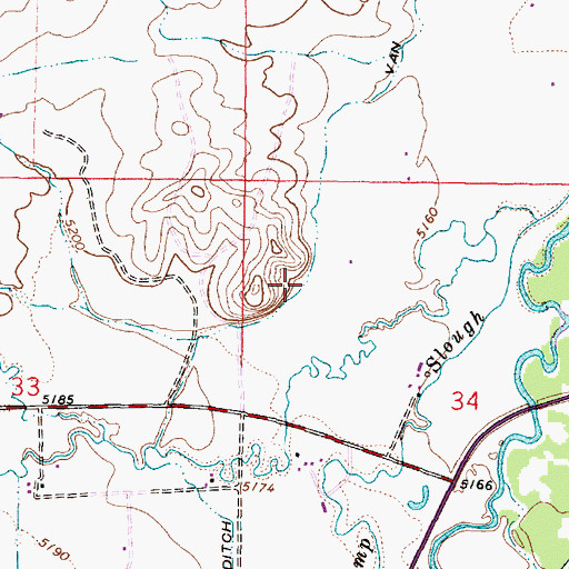 Topographic Map of Van Camp Ditch, MT