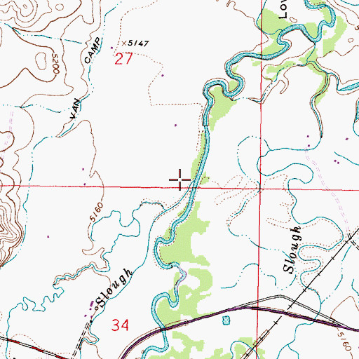 Topographic Map of Van Camp Slough, MT