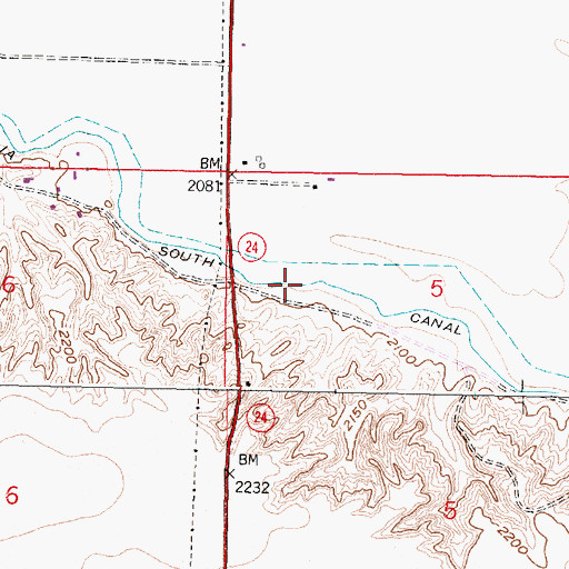 Topographic Map of Vandalia South Canal, MT