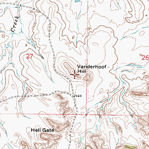 Topographic Map of Vanderhoof Hill, MT