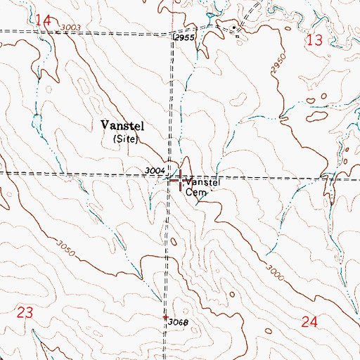 Topographic Map of Vanstel Cemetery, MT