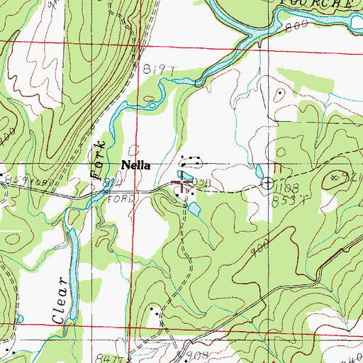 Topographic Map of Nella, AR