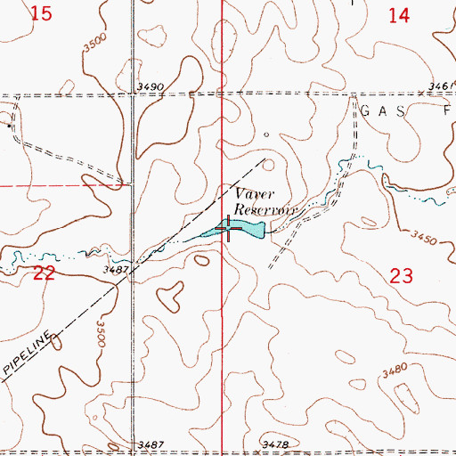 Topographic Map of Vaver Reservoir, MT