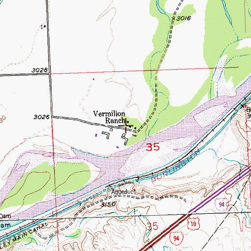 Topographic Map of Vermilion Ranch, MT