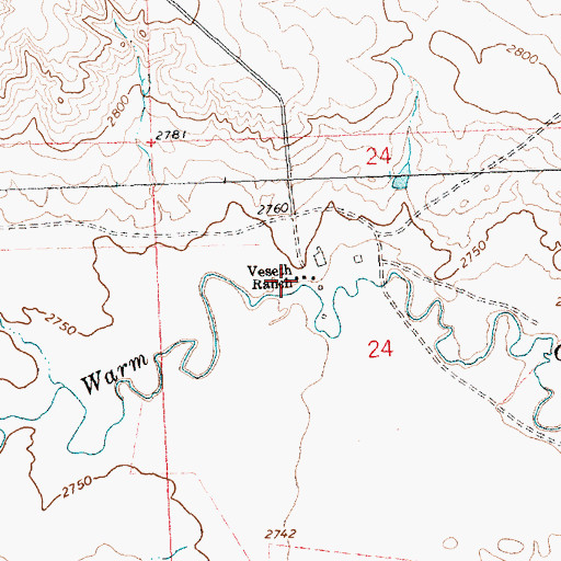 Topographic Map of Veseth Ranch, MT