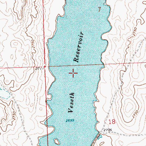 Topographic Map of Veseth Reservoir, MT