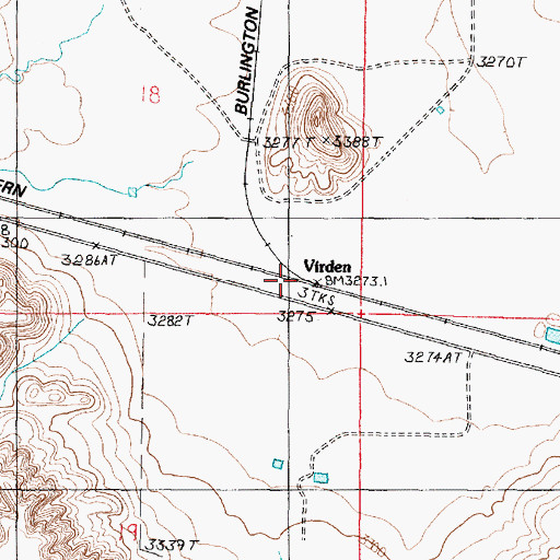 Topographic Map of Virden, MT
