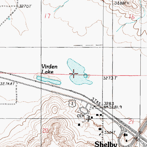 Topographic Map of Virden Lake, MT