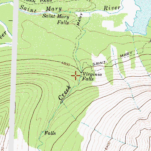 Topographic Map of Virginia Falls, MT
