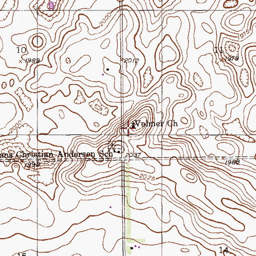 Topographic Map of Volmer Lutheran Church, MT
