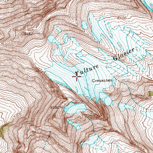 Topographic Map of Vulture Glacier, MT