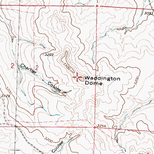 Topographic Map of Waddington Dome, MT