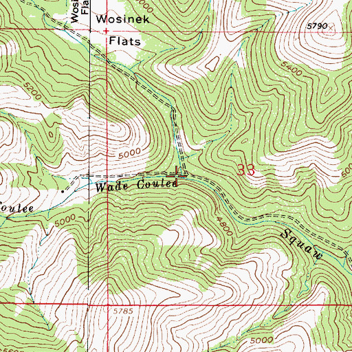 Topographic Map of Wade Coulee, MT