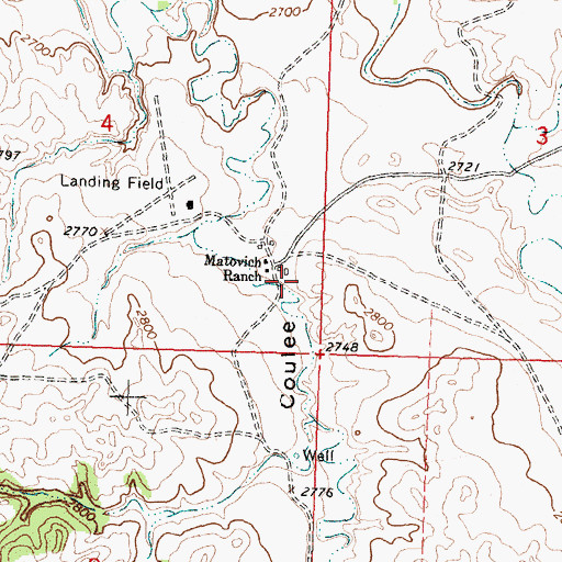 Topographic Map of Wagga Coulee, MT